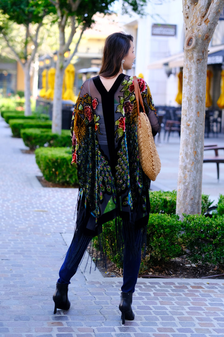 Peacock Velvet Burnout Duster