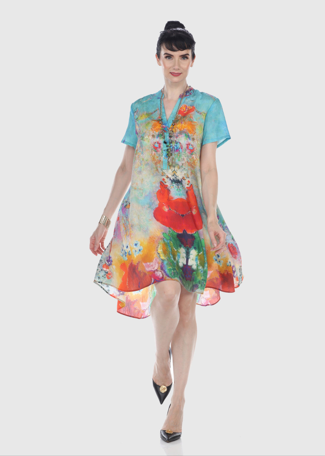 Turquoise Bloom Art Print Dress