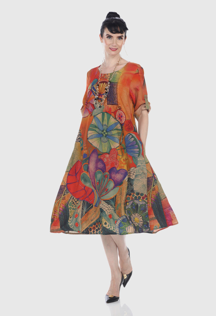 Bohemian Garden Art Midi Dress