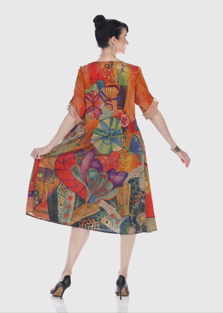 Bohemian Garden Art Midi Dress
