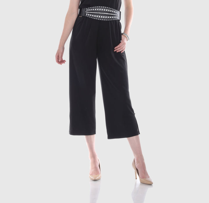 Wide Leg Modal Pants with Side Slit