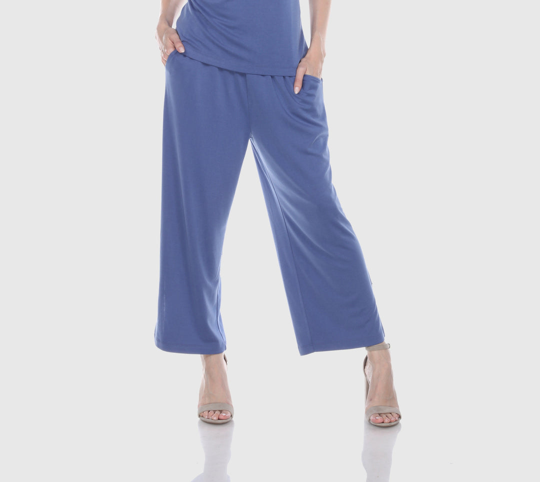 Wide Leg Modal Pants with Side Slit