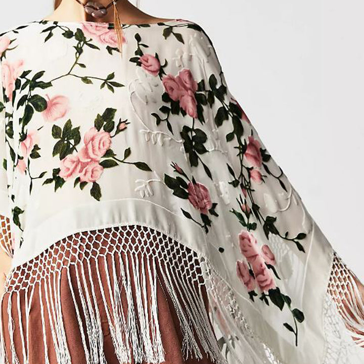Silk Burnout Floral Poncho