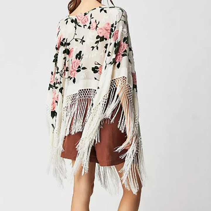 Silk Burnout Floral Poncho