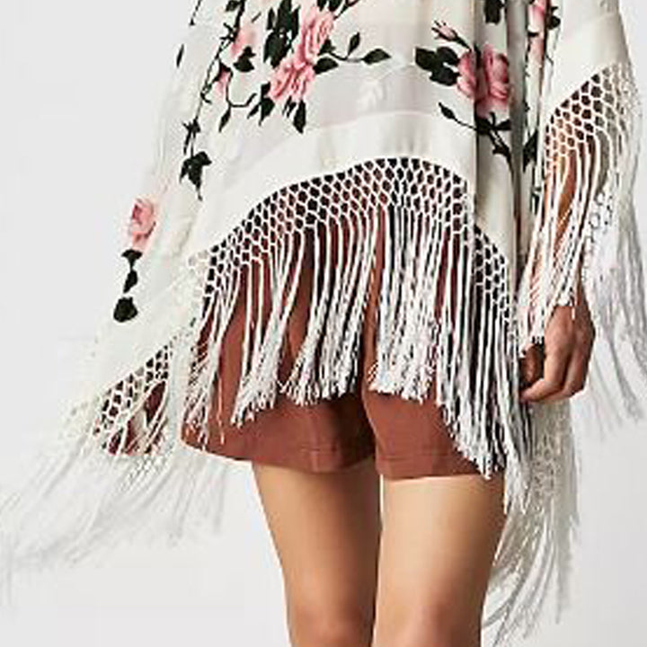 Silk Burnout Floral Poncho