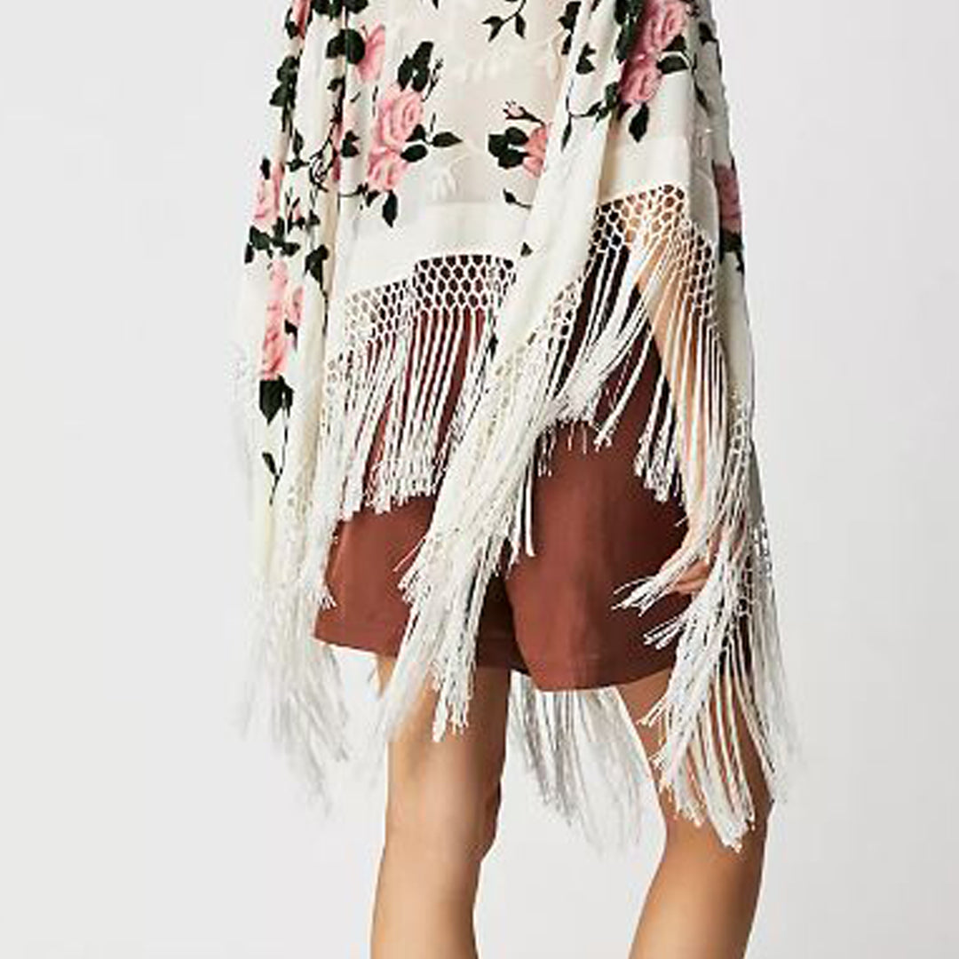 Silk Burnout Floral Poncho