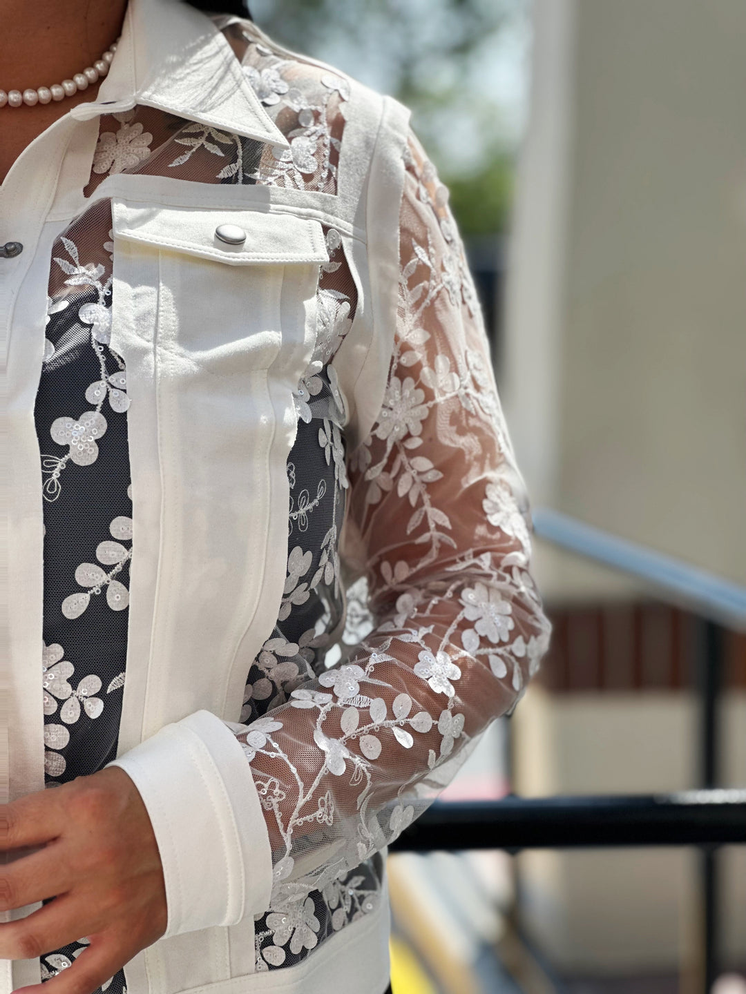 3D Floral Mesh Jacket