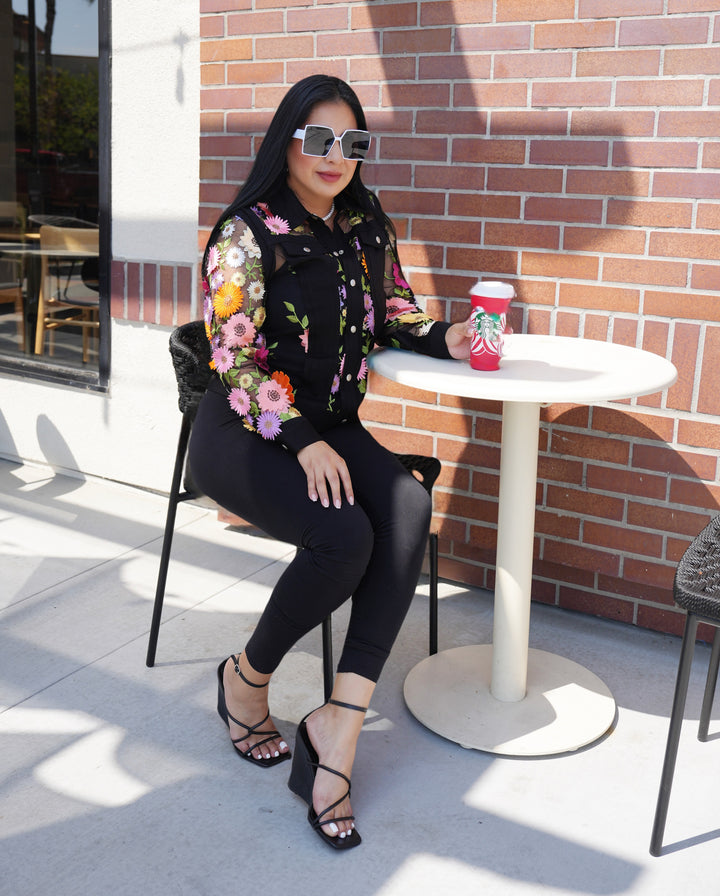 3D Floral Embroidery Jacket