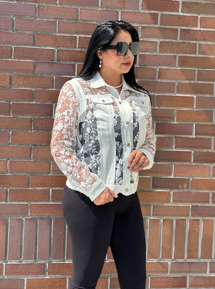 3D Floral Mesh Jacket
