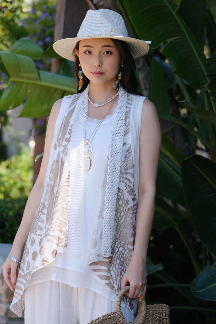 Sand Patterned Sleeveless Vest